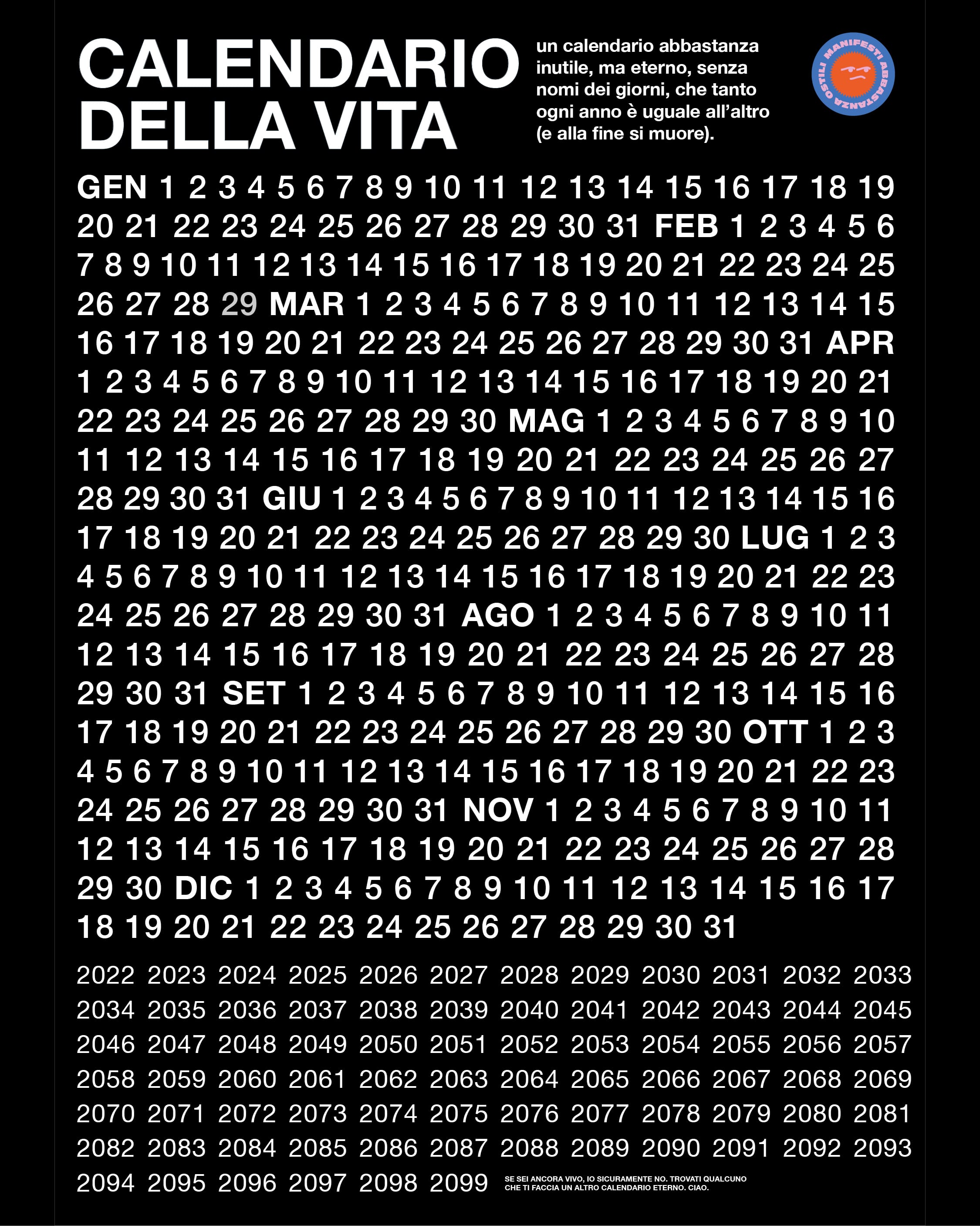 📆 Calendario della vita finché non finisce